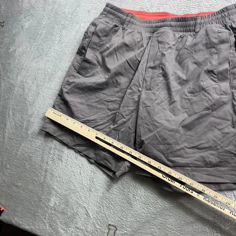 Birddogs Men Gray Gym Shorts with Orange Liner Size Large Elastic Waist 6 Inseam